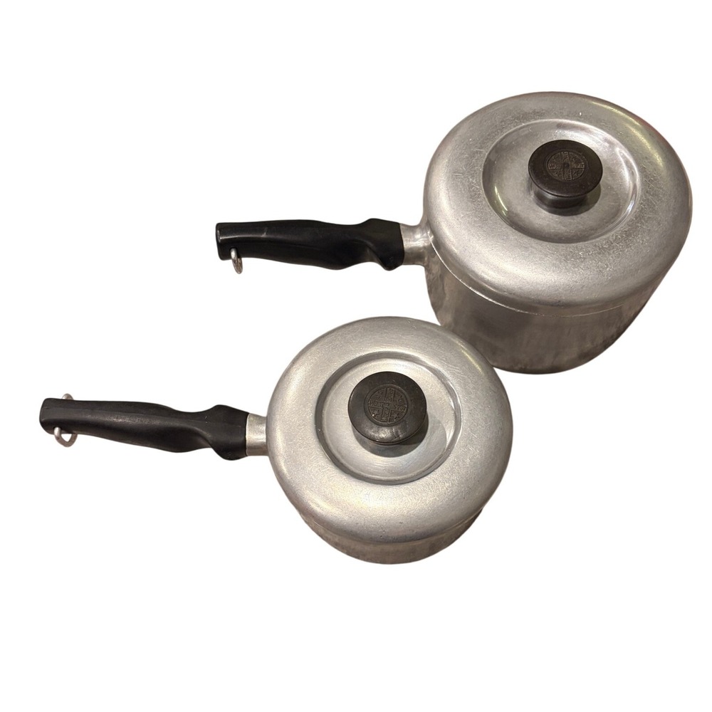 Vintage Wear-Ever Aluminum Saucepan Set No 982 & 984 Made in Canada with Lids